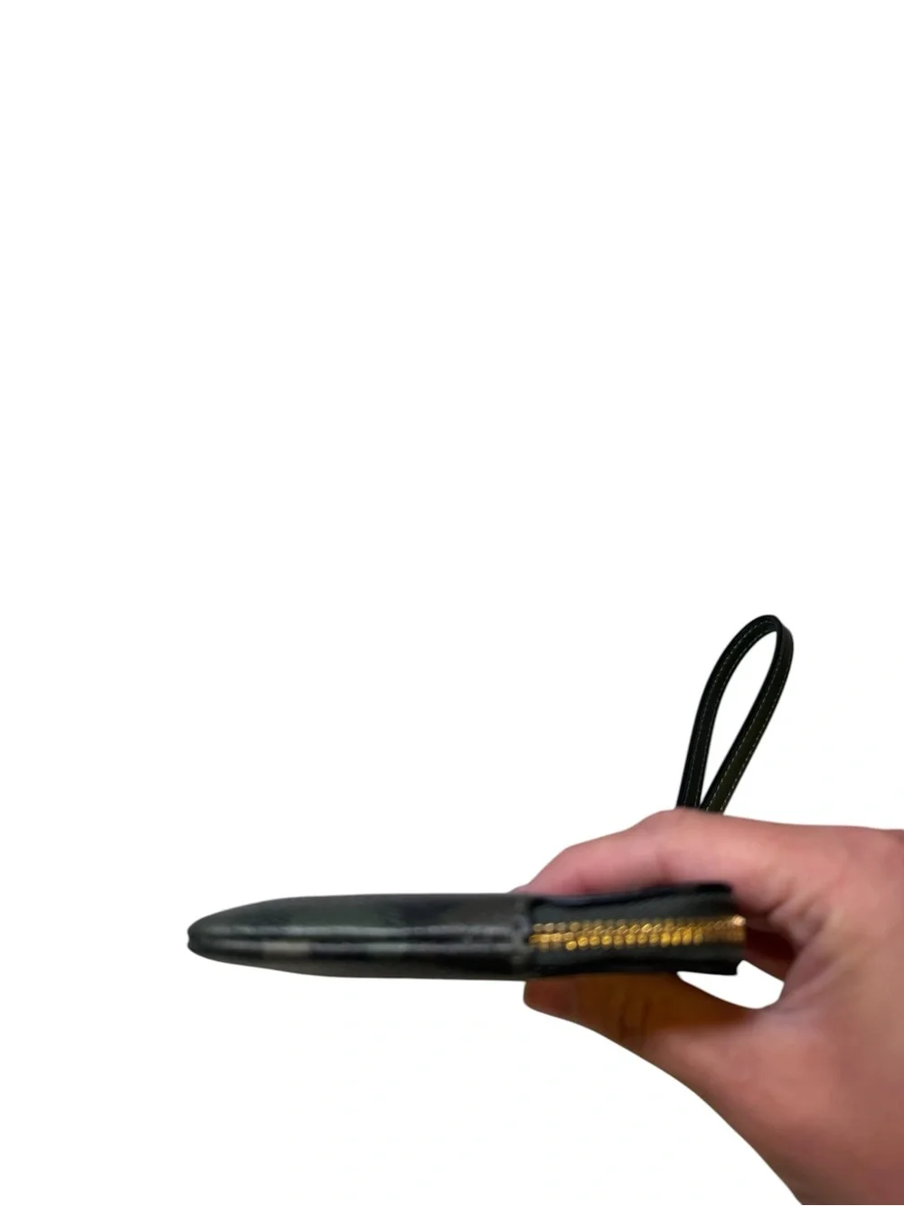 Coach Black Camo Wristlet with Gold Logo